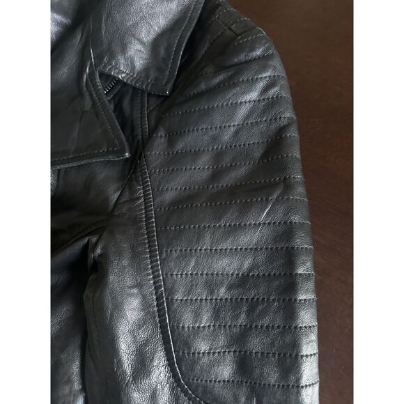 BB Dakota Moto Real Leather Jacket Black Asymmetrical Silver Zipper Modern Edgy - Picture 5 of 15